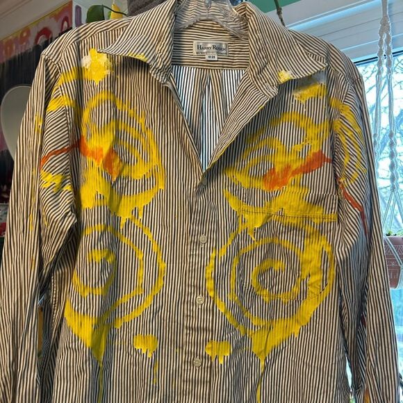 Hand painted casual button downs ton down shirt XL - Picture 10 of 16